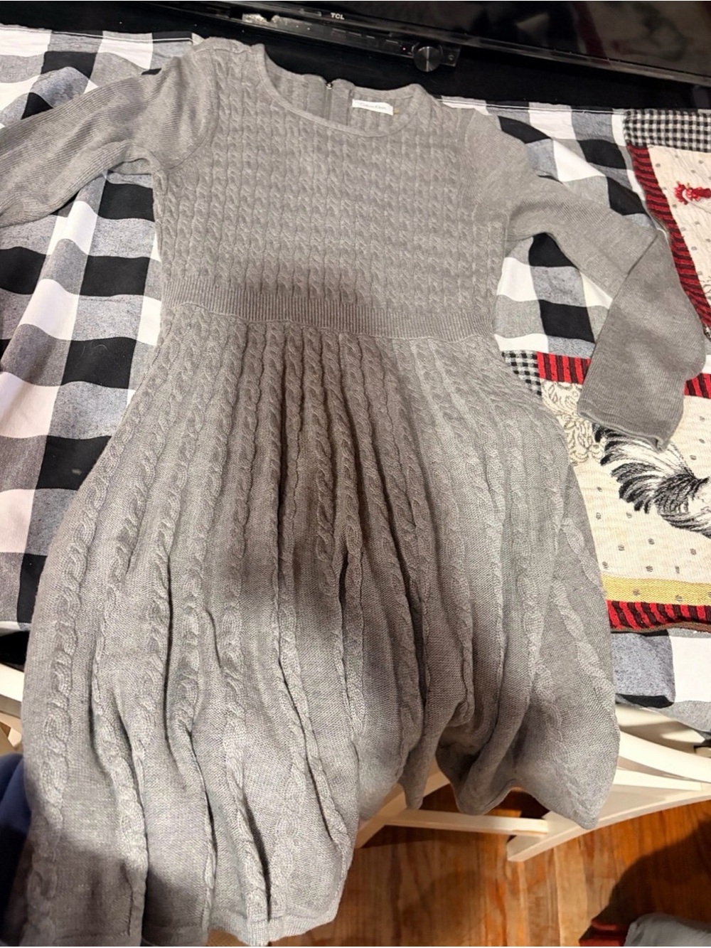 Woman’s' Gray Cable-Knit Long Sleeve Dress